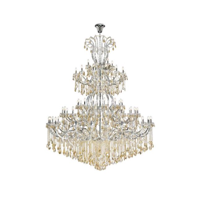 84 Light 96 Inch Chrome Crystal Chandelier with Golden Shadow Crystals - CRYSTAL-8013