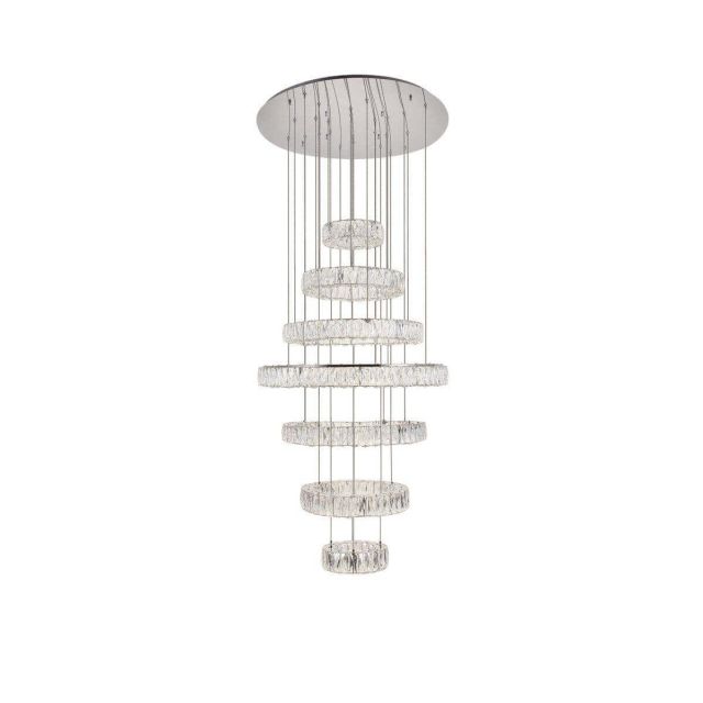 Steveson 7 - Light 34 inch Dimmable LED Tiered Chandelier - Chrome