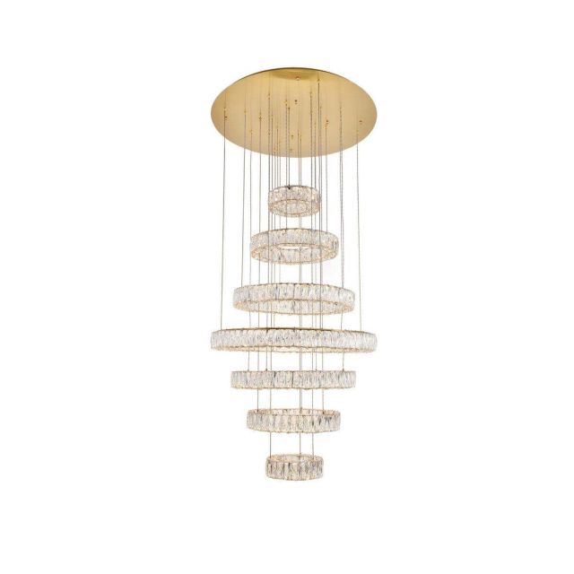 Steveson 7 - Light 34 inch Dimmable LED Tiered Chandelier - Gold