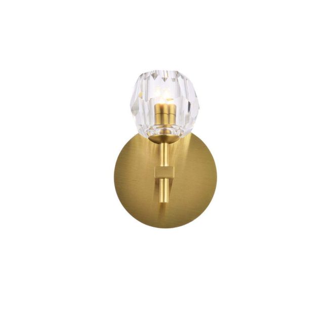 1 Light 8 Inch Tall Gold LED Crystal Wall Sconce - CRYSTAL-8122