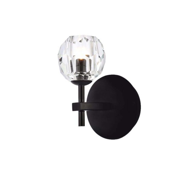 1 Light 8 Inch Tall Black LED Crystal Wall Sconce - CRYSTAL-8123