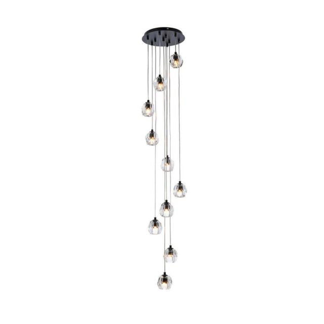 Stilson 10-Light Cluster Tiered 11 inch Pendant with Crystal Accents Black