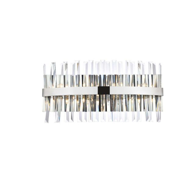 8 Light 24 inch Modern Chrome Crystal Prisms Wall Sconce