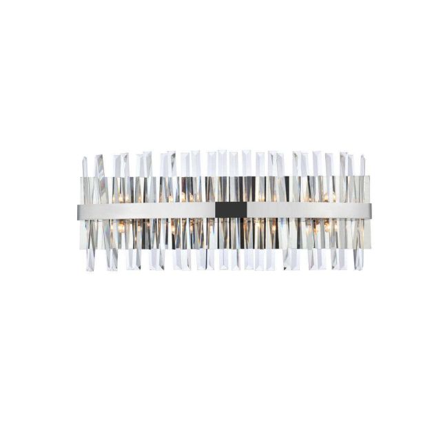8 Light 30 inch Modern Chrome Crystal Prisms Wall Sconce