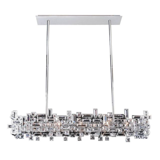 8 Light 44 inch Crystal Island Light In Chrome with Clear Crystal - CRYSTAL-8646