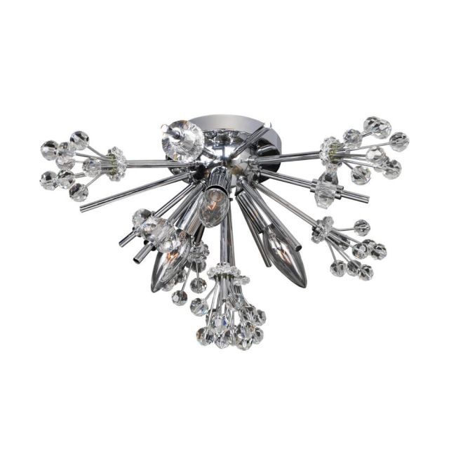 7 inch Tall 3 Light Crystal Wall Bracket-Flushmount In Chrome with Clear Crystal - CRYSTAL-8663