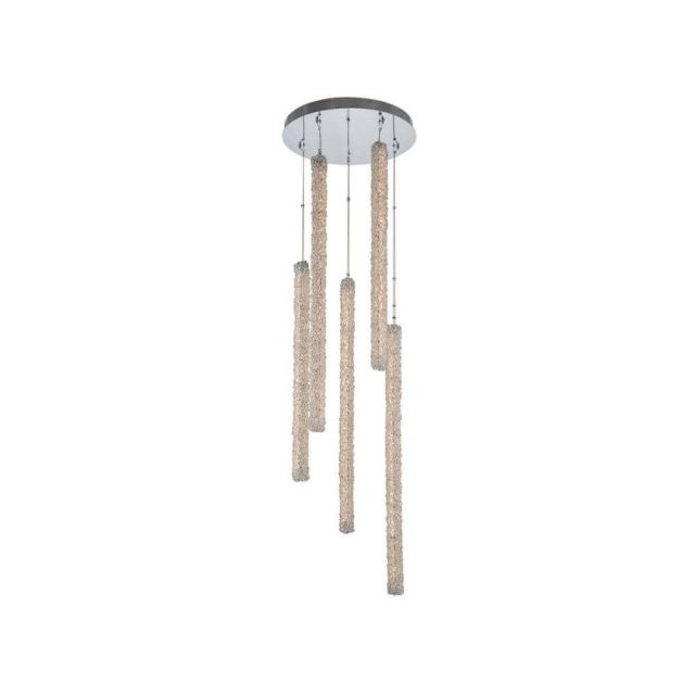 24 Inch LED Foyer Pendant in Polished Chrome with Crystal - CRYSTAL-8903