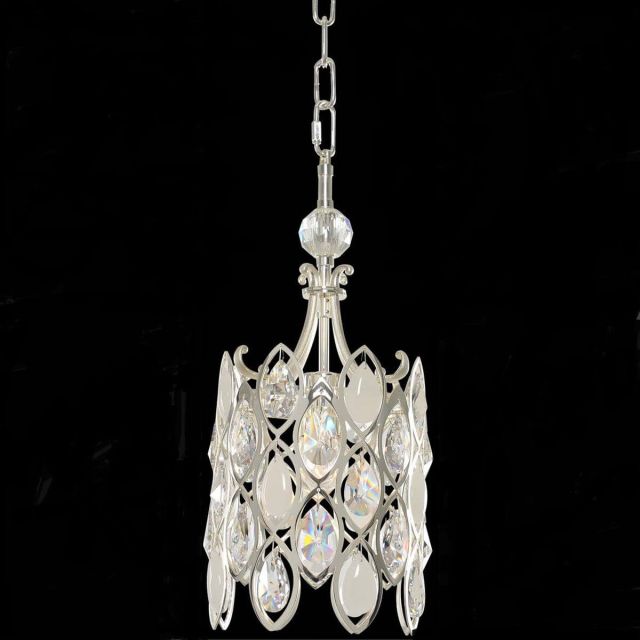 1 Light 8 inch Pendant in Two Tone Silver with Clear Crystal - CRYSTAL-9116