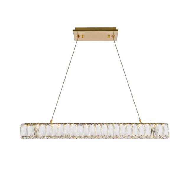 31 inch LED Modern Linear Light in Gold with Clear Crystal