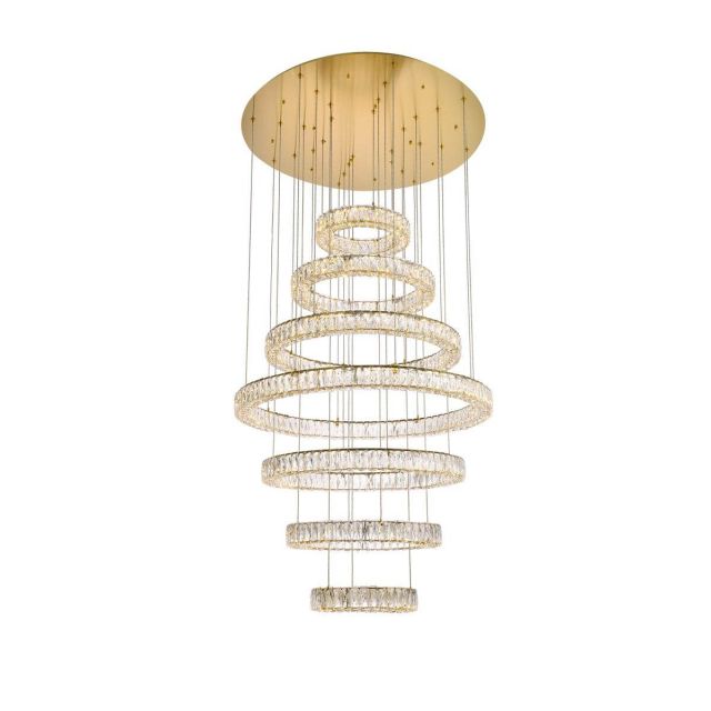 Steveson 7 - Light 40 inch Dimmable LED Tiered Chandelier - Gold