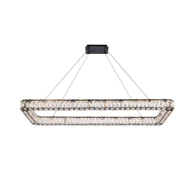 50 inch LED Rectangle modern Chandelier in Black with Clear Crystal - CRYSTAL-9333