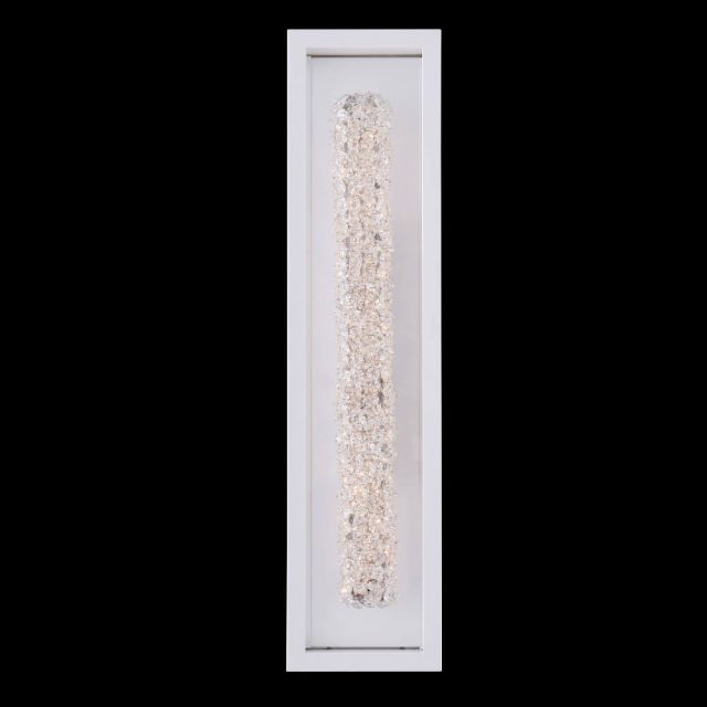 27 inch Tall LED Outdoor Wall Sconce in Matte White with Clear Firenze Crystals - CRYSTAL-9538