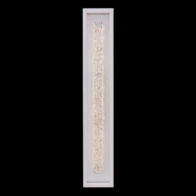 38 inch Tall LED Outdoor Wall Sconce in Matte White with Clear Firenze Crystals - CRYSTAL-9539