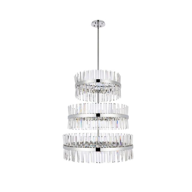 46 Lights Glacier Style 36 inch wide 3 Tiers Grand Crystal Chandelier in Chrome