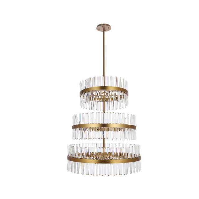 46 Lights Glacier Style 36 inch wide 3 Tiers Grand Crystal Chandelier in Gold