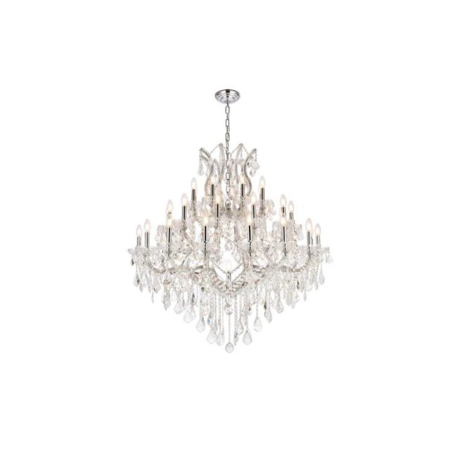 Stockard 37 - Light Glass Dimmable Tiered Chandelier - Chrome With Royal Cut Clear Crystal