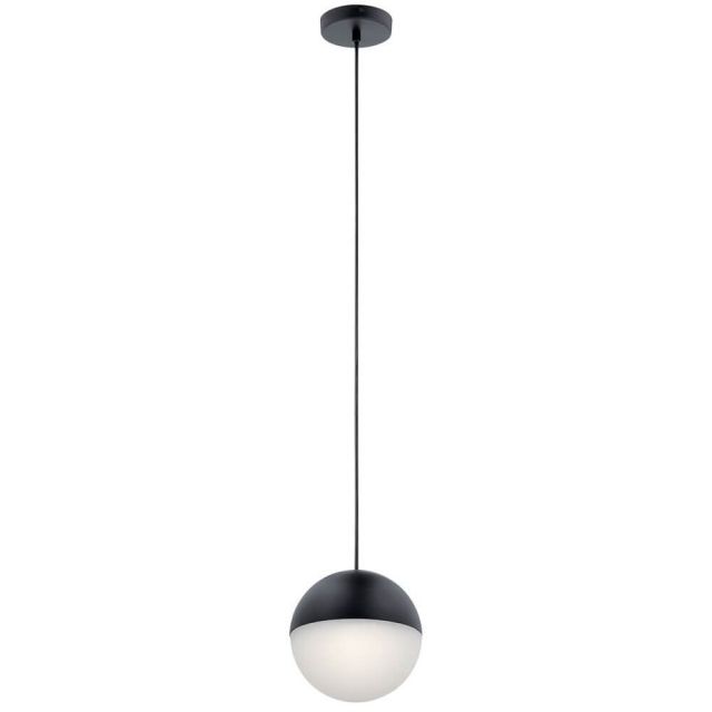 Elan 83854MBKWH Moonlit 8 Inch LED Pendant in Matte Black with Etched Acrylic