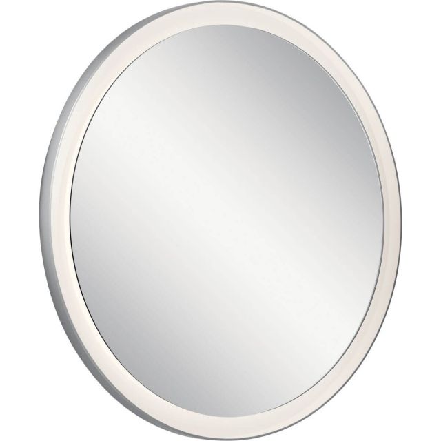 Elan 84170 Ryame 32 x 14 inch Round LED Mirror in Matte Silver with Frosted Acrylic