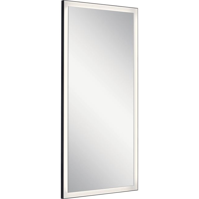 Elan 84171 Ryame 30 x 60 inch LED Mirror in Matte Black with Frosted Acrylic