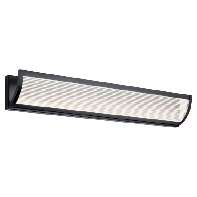 Elan 85051MBK Roone 34 Inch LED XLarge Linear Bath Light in Matte Black with Ribbed Acrylic