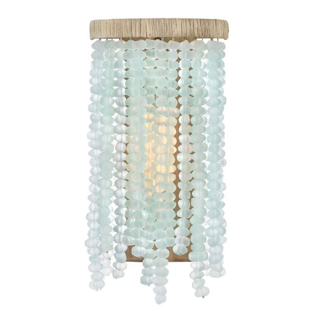 Fredrick Ramond FR30200BNG-BG Dune 1 Light 16 inch Tall Wall Sconce in Burnished Gold with Blue Sea Glass