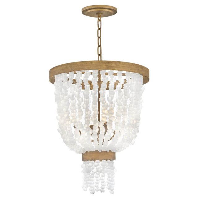 Fredrick Ramond FR30204BNG Dune 4 Light 18 inch Pendant in Burnished Gold with Soft White Sea Glass