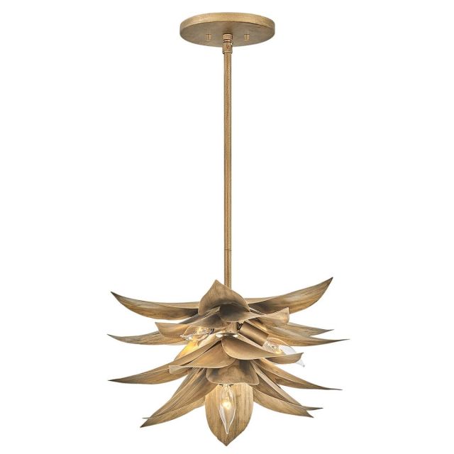 Fredrick Ramond FR30811BNG Agave 4 Light 16 inch Convertible Pendant - Flush Mount in Burnished Gold