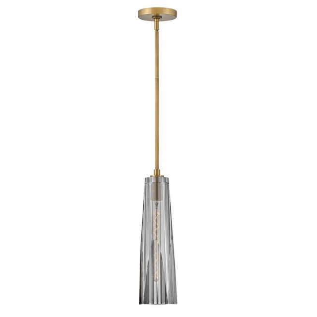 Fredrick Ramond FR31107HBR-SM Cosette 1 Light 5 inch Pendant in Heritage Brass with Smoked Crystal Glass