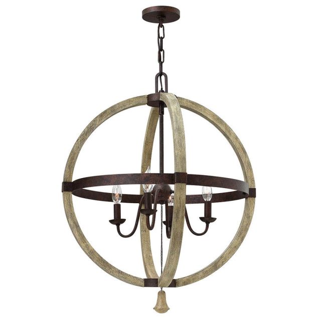 Fredrick Ramond Middlefield 4 Light 24 inch Medium Orb Chandelier in Iron Rust with Weathered Ash Accents FR40564IRR