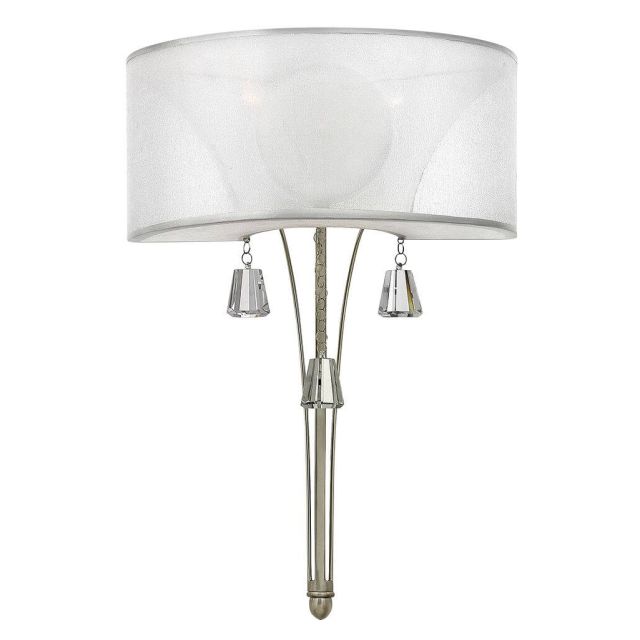 Fredrick Ramond FR45602BNI Mime 2 Light 21 inch Tall Wall Sconce in Brushed Nickel with Sheer Translucent Double Hardback Shade