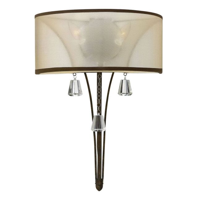 Fredrick Ramond FR45602FBZ Mime 2 Light 21 inch Tall Wall Sconce in French Bronze with Amber Sheer Translucent Double Hardback Shade
