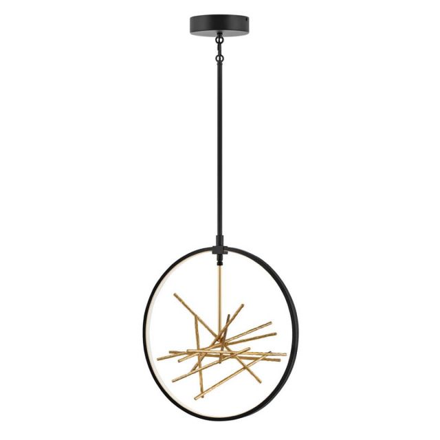 Fredrick Ramond Styx 18 inch Medium Open Frame LED Pendant in Black with Gilded Gold Accents FR46405BLK