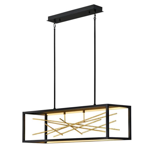 Fredrick Ramond Styx 45 inch Large LED Linear Light in Black with Gilded Gold Accents FR46406BLK