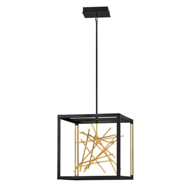 Fredrick Ramond Styx 20 Inch LED Open Frame Pendant in Black with Gilded Gold Accents FR46407BLK