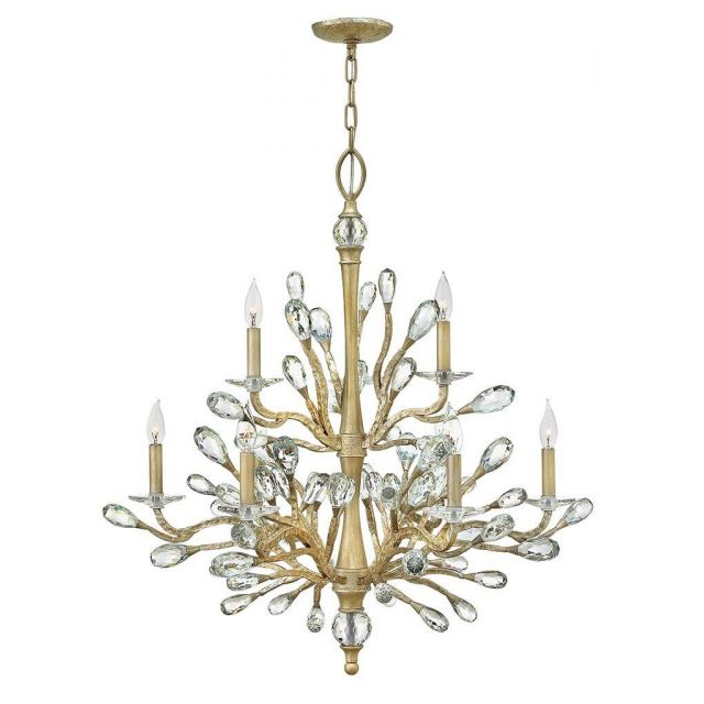 Fredrick Ramond Eve 9 Light 34 inch Large Two Tier Chandelier in Champagne Gold FR46809CPG