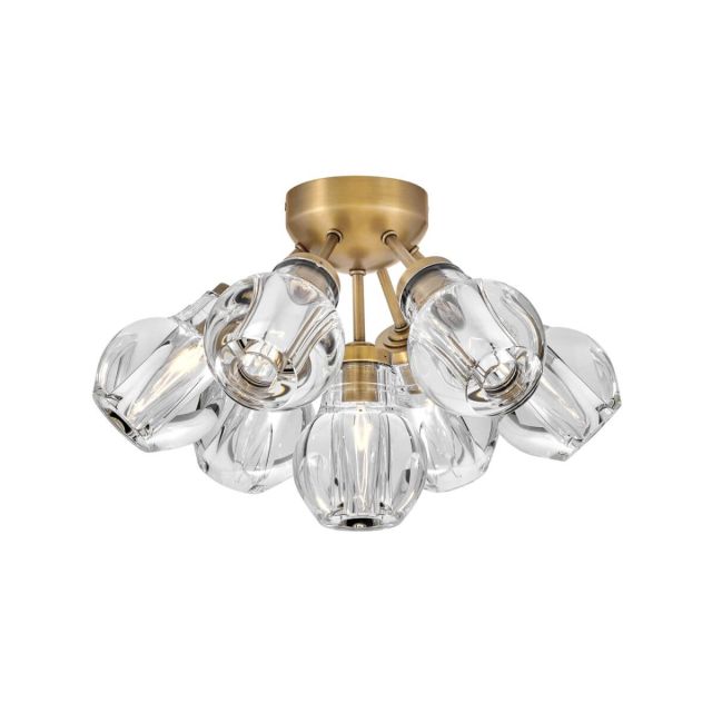 Fredrick Ramond FR46951HBR Elise 7 Light 16 inch Semi-Flush Mount in Heritage Brass with Clear Crystal Glass
