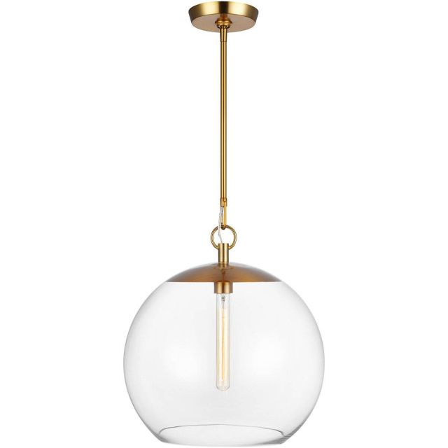 Visual Comfort Studio Chapman & Myers CP1041BBS Atlantic 1 Light 16 Inch Pendant in Burnished Brass with Clear Glass
