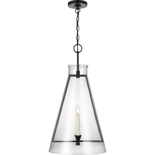 Visual Comfort Studio Chapman & Myers CP1091AI Keystone 1 Light 16 Inch Pendant in Aged Iron with Clear Glass