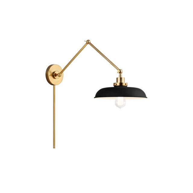 Visual Comfort Studio Chapman & Myers Wellfleet 1 Light 7 inch Wide Double Arm Task Sconce in Midnight Black-Burnished Brass CW1171MBKBBS