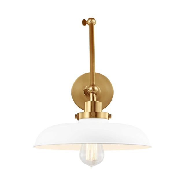 Visual Comfort Studio Chapman & Myers Wellfleet 1 Light 7 inch Wide Double Arm Task Sconce in Matte White-Burnished Brass CW1171MWTBBS