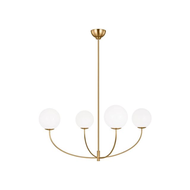 Visual Comfort Studio Aerin AEC1124BBS Galassia 4 Light 40 inch Chandelier in Burnished Brass with Milk Glass Shades