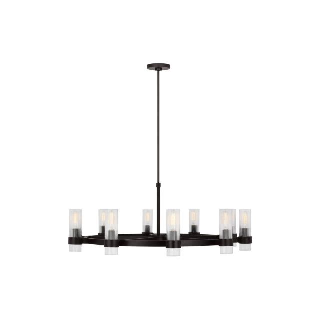 Visual Comfort Studio Chapman & Myers Geneva 8 Light 33 inch Chandelier in Aged Iron with Clear Glass Shades CC1378AI