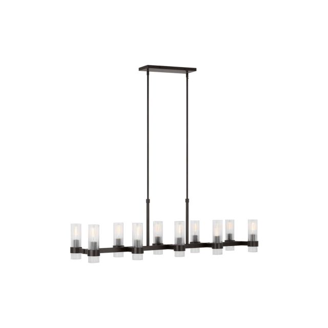 Visual Comfort Studio Chapman & Myers Geneva 10 Light 50 inch Linear Light in Aged Iron with Clear Glass Shades CC13810AI