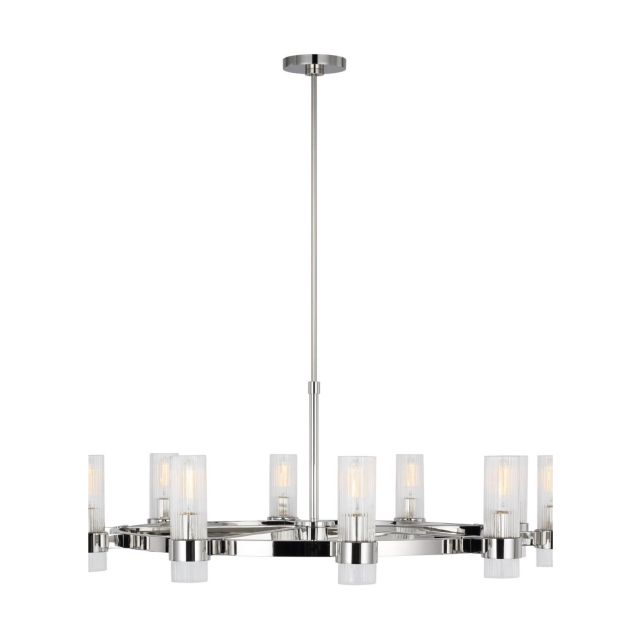 Visual Comfort Studio Chapman & Myers Geneva 8 Light 42 inch Chandelier in Polished Nickel with Clear Glass Shades CC16810PN