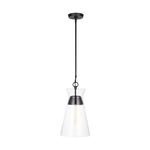 Visual Comfort Studio Chapman & Myers CP1021AI Atlantic 1 Light 11 inch Pendant in Aged Iron with Clear Glass Shade