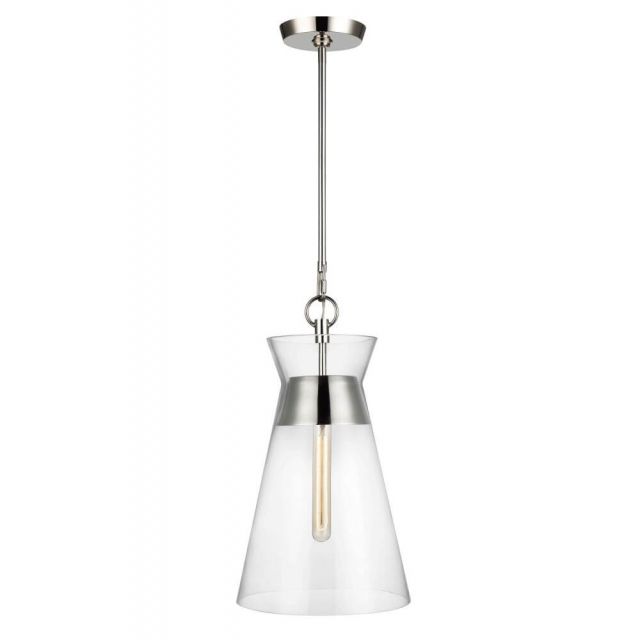 Visual Comfort Studio Chapman & Myers CP1021PN Atlantic 1 Light 11 Inch Pendant in Polished Nickel with Clear Glass