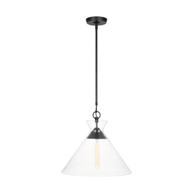 Visual Comfort Studio Chapman & Myers CP1031AI Atlantic 1 Light 18 inch Pendant in Aged Iron with Clear Glass Shade