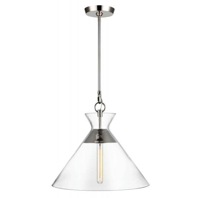 Visual Comfort Studio Chapman & Myers CP1031PN Atlantic 1 Light 18 Inch Pendant in Polished Nickel with Clear Glass