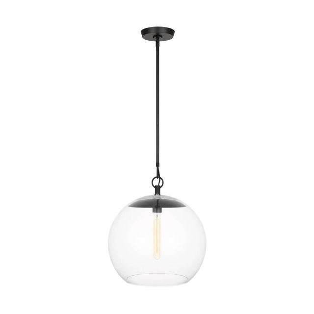 Visual Comfort Studio Chapman & Myers CP1041AI Atlantic 1 Light 16 inch Pendant in Aged Iron with Clear Glass Shade