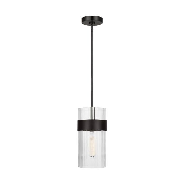 Visual Comfort Studio Chapman & Myers Geneva 1 Light 7 inch Pendant in Aged Iron with Clear Glass Shade CP1171AI